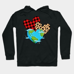 Cute Earth Day Heart Leopard Hoodie